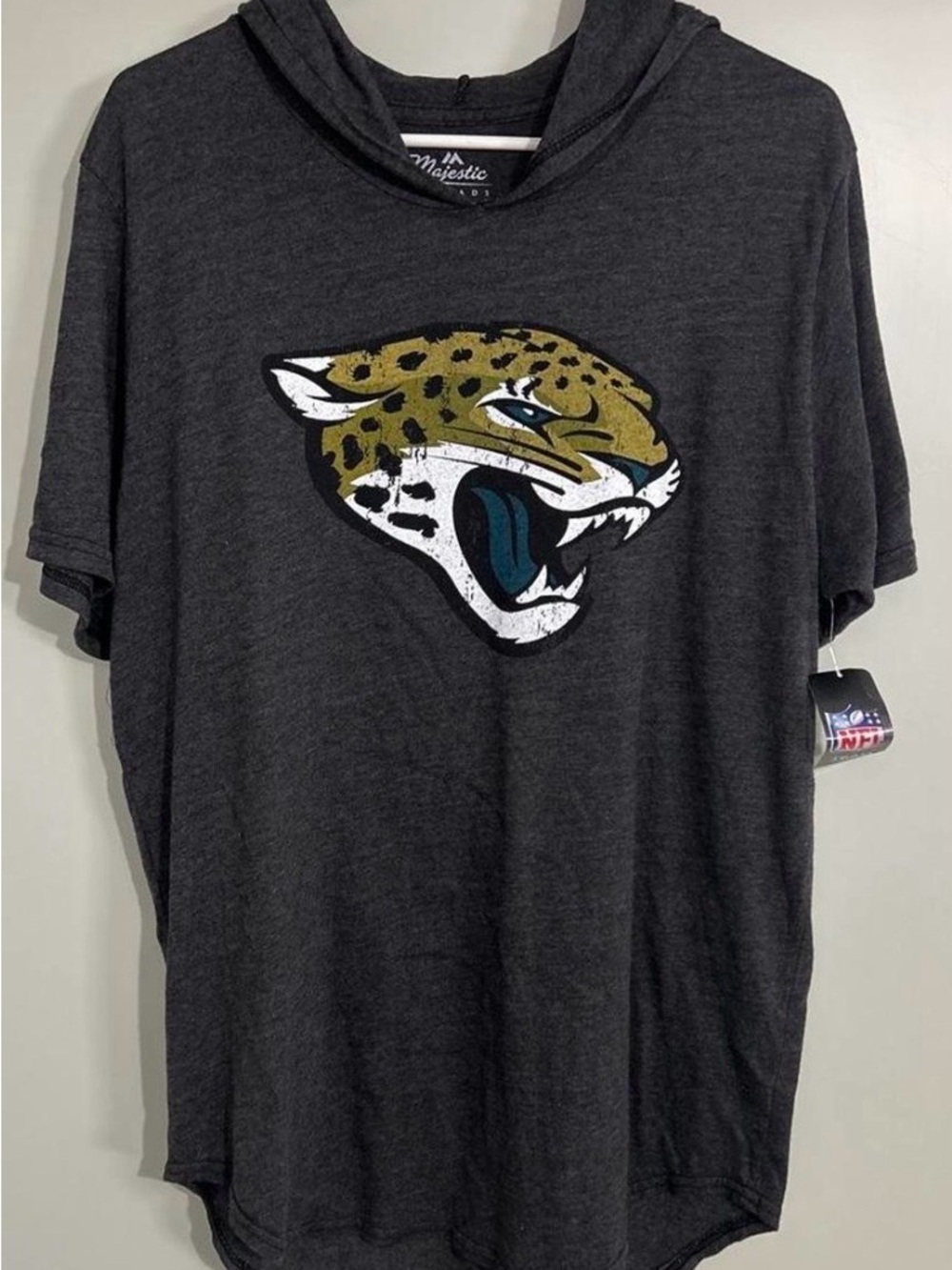 Majestic Woman’s Jacksonville Jaguars Charcoal Hooded T‑Shirt